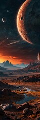 Fototapeta premium In the mystical landscape of an alien planet