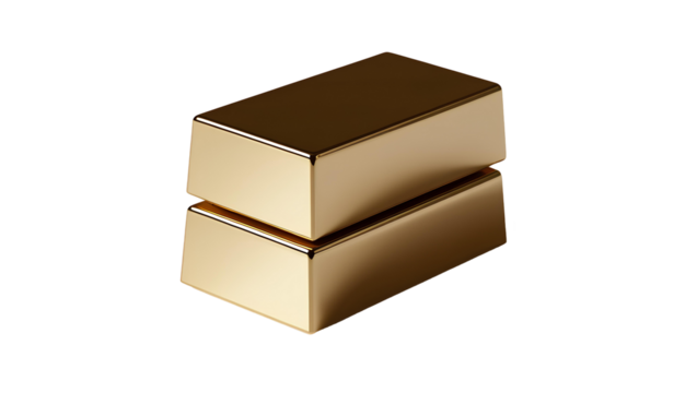 Photo of gold bricks isolated on transparent background