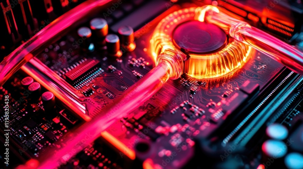 Aufkleber Illuminated Computer Motherboard With Cooling System