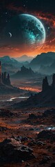 Obraz premium In the mystical landscape of an alien planet