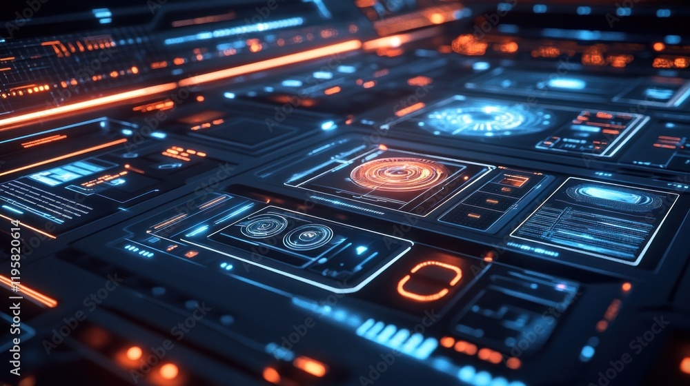 Poster Futuristic Interface Technology Advanced Control Panel Display