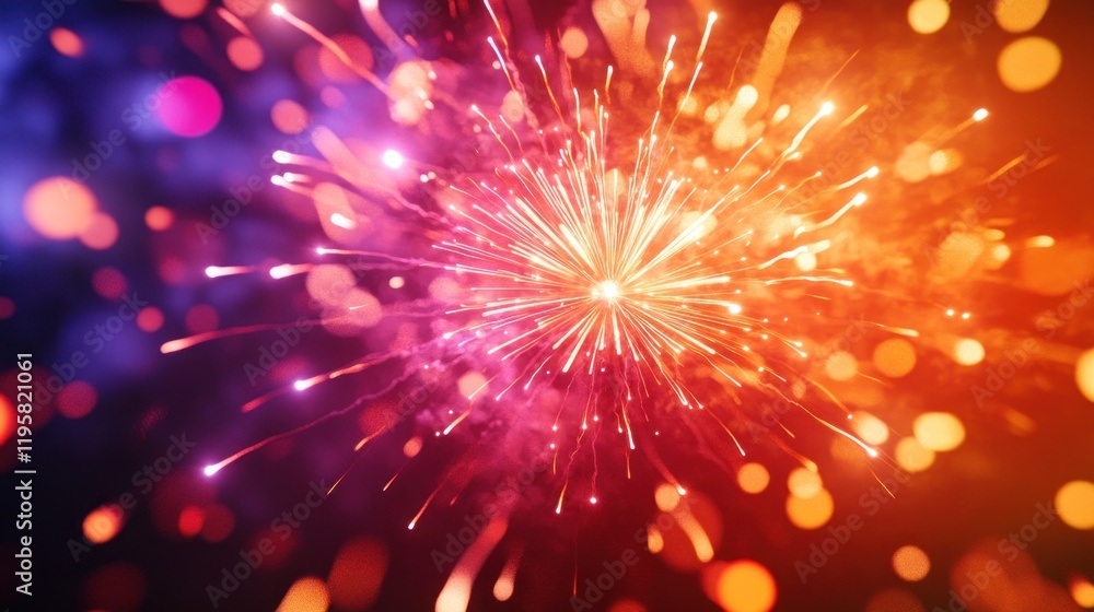 Poster Festive Fireworks Display Exploding In Vivid Colors