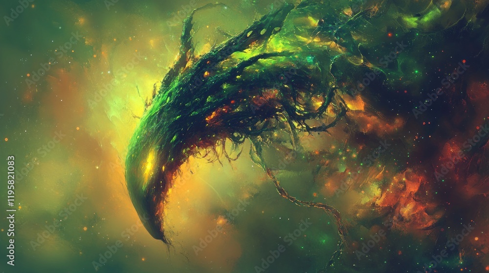 Poster cosmic entity a gaseous nebula birdlike form