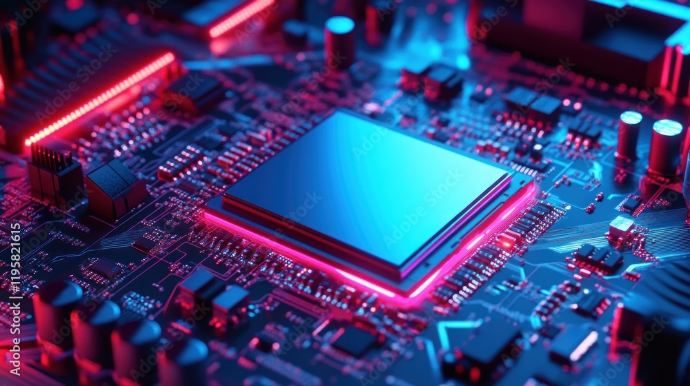 Poster illuminated central processing unit on circuit board