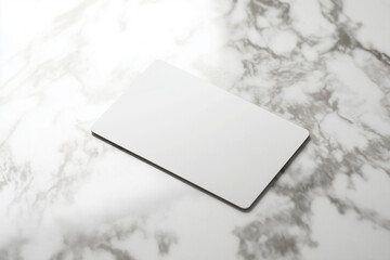 Blank Credit Card Mockup on Elegant Marble Surface, Perfect for Branding and Design Projects.       