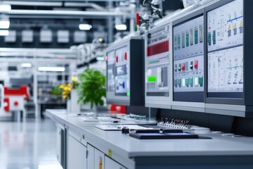 Sleek corporate hub features minimalist design and data visualization panels