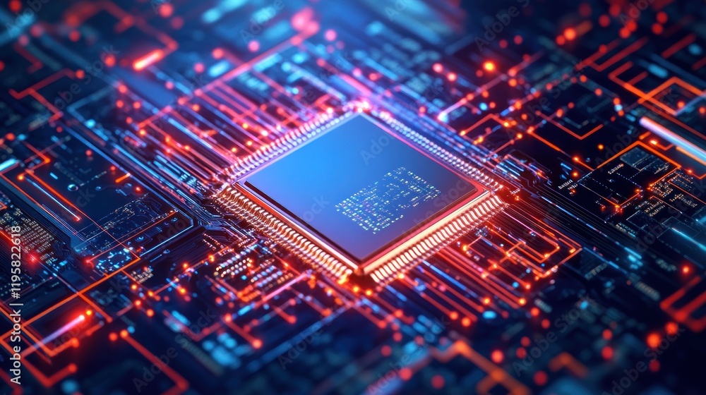 Poster illuminated central processing unit on circuit board
