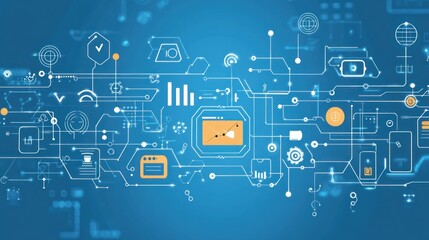 Abstract Digital Network System Data Flow Chart