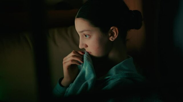 Teenage Girl Staying Up Late Playing Video Games Instead of Getting Restful Sleep