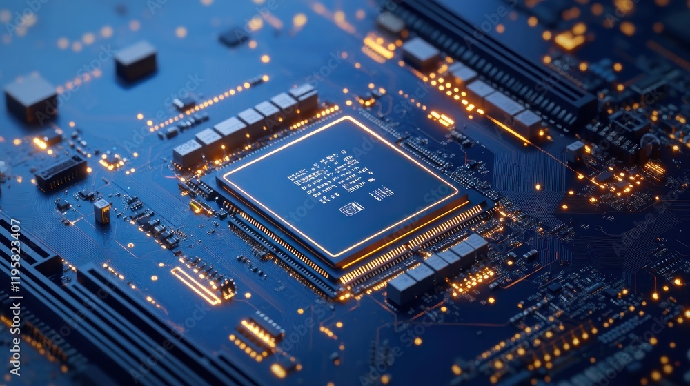 Poster illuminated central processing unit on circuit board
