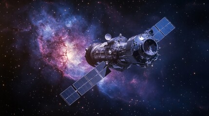 Spacecraft Soaring Through Cosmic Nebula