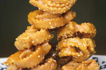 Chebakia Close Up, Moroccan Fried Cookies