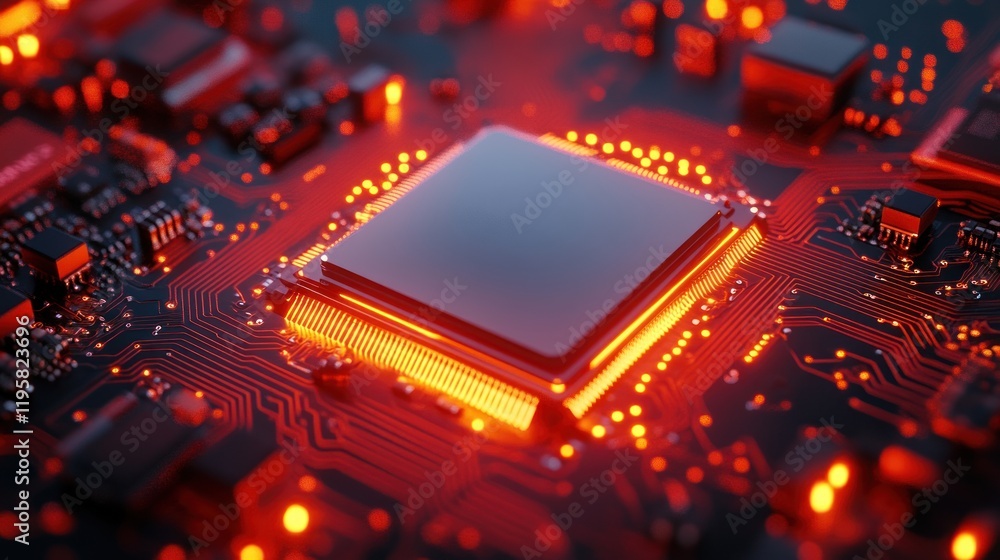 Aufkleber Illuminated Central Processing Unit On Circuit Board