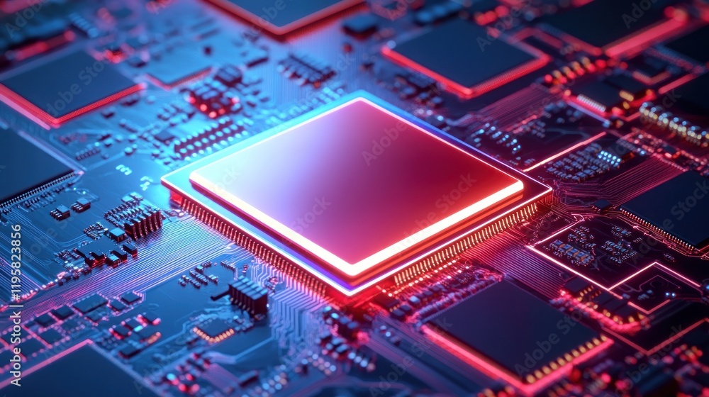 Poster illuminated central processing unit on circuit board