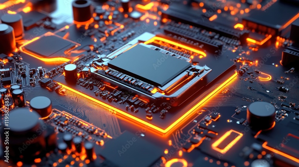 Aufkleber Illuminated Central Processing Unit On Motherboard