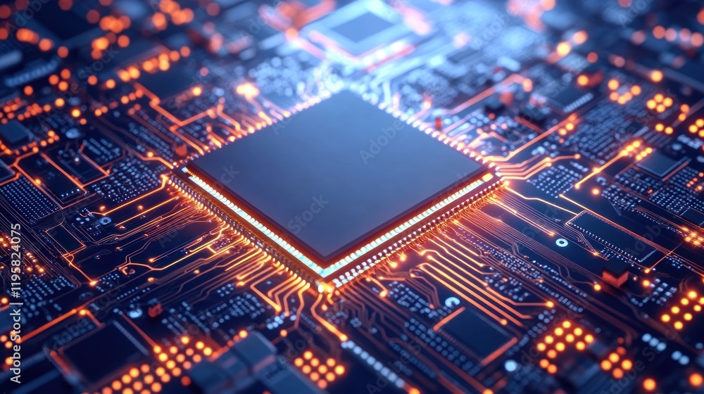Poster illuminated central processing unit on circuit board