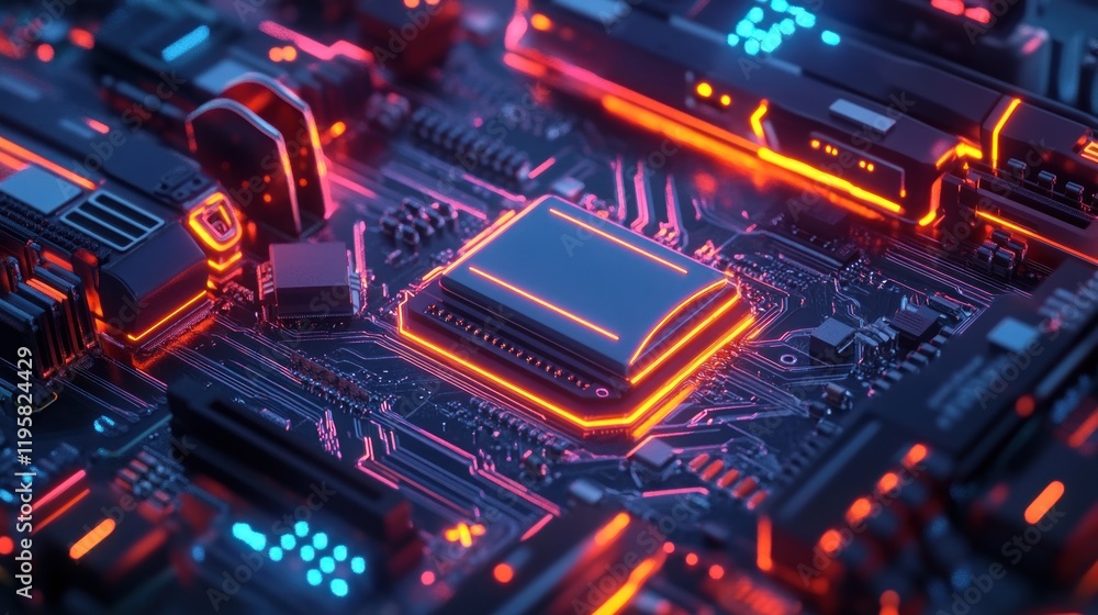 Aufkleber illuminated computer motherboard central processing unit