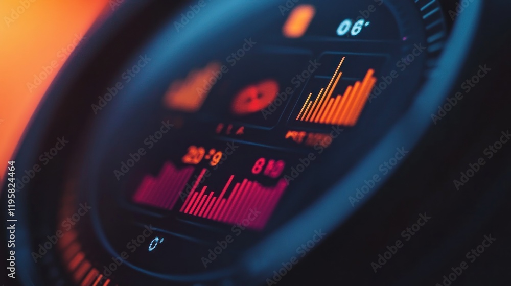 Poster illuminated digital dashboard displays audio levels