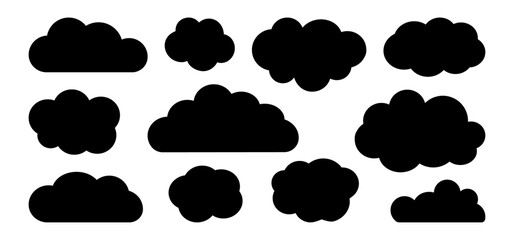 Clouds simple shape icon, cartoon sky cloudy, heaven bubble, fun abstract box, kid doodle drawing isolated on white background. Cute vector illustration