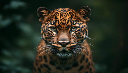 Obraz premium Front view of Panther on dark background