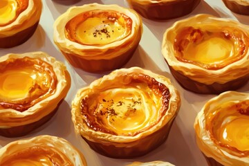 Obraz premium Traditional Portuguese egg tart dessert Pasteis Pastel de nata or Pasteis de Belem