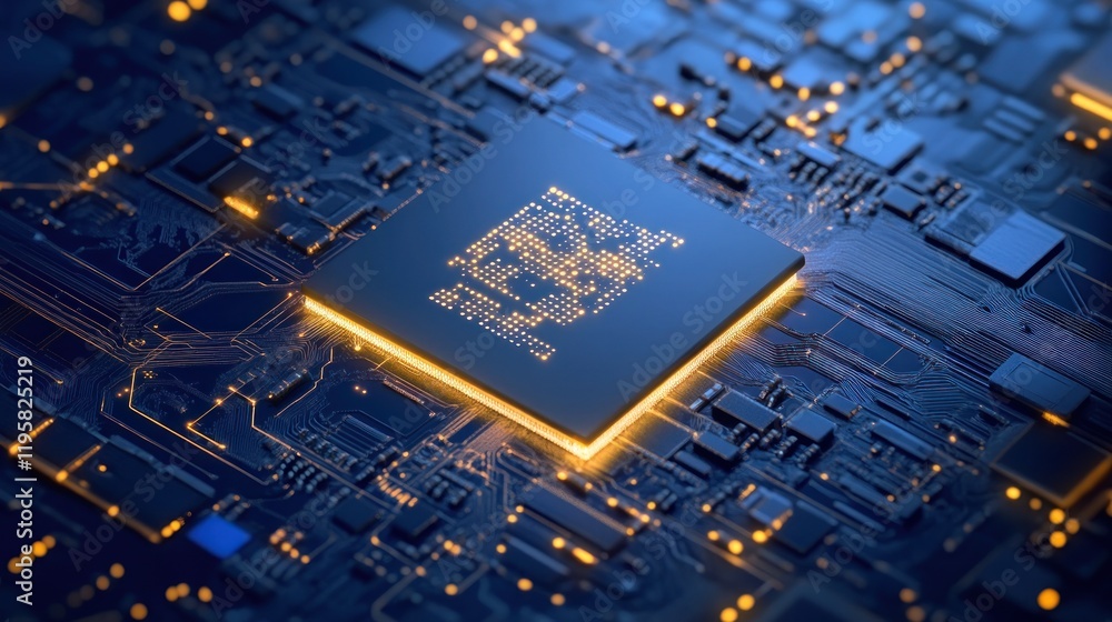 Poster illuminated microchip on circuit board technology