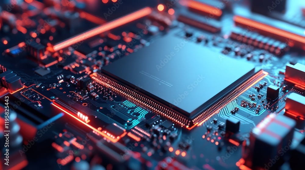 Poster illuminated central processing unit on circuit board