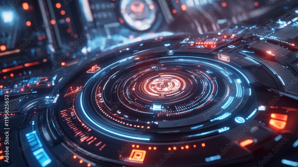Poster Futuristic Technology Interface Circular Display System
