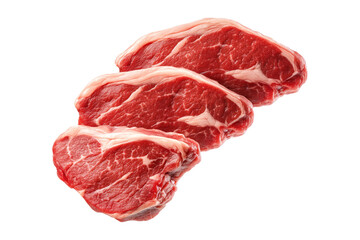 Fototapeta premium Closeup pork shoulder steak showcasing marbled texture isolated on white background, emphasizing freshness and quality.
