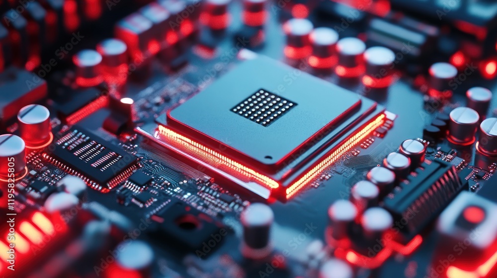 Poster illuminated central processing unit on motherboard