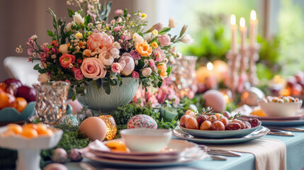 Fototapeta premium A festive Easter dinner table