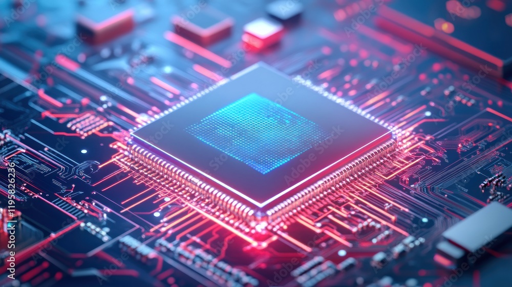 Poster illuminated central processing unit on circuit board