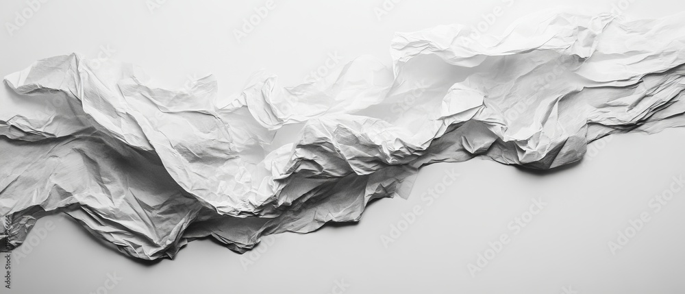 Poster crumpled paper texture blends with dynamic ocean waves in a creative double exposure design