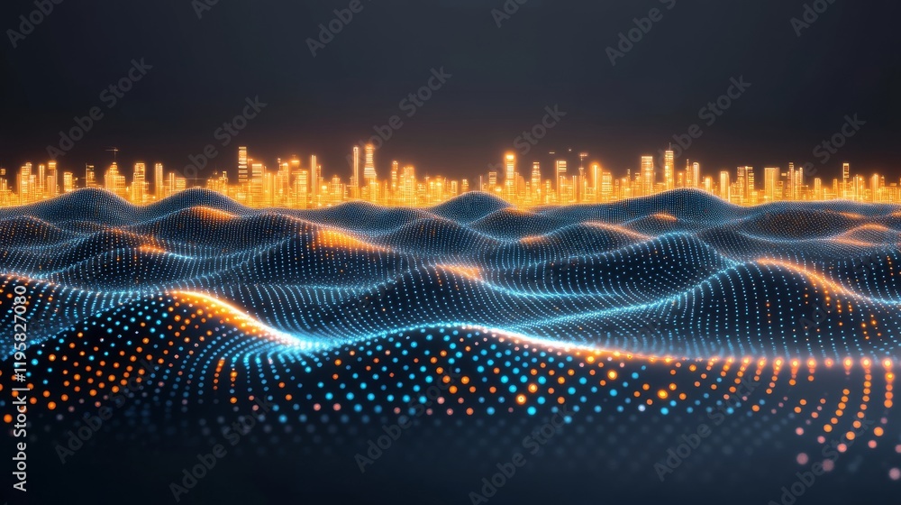 Poster cyberspace and digital intelligence. high technology business. artificial neural network. blockchain