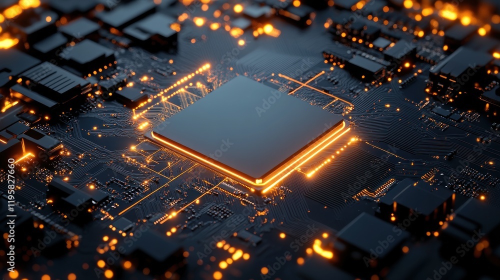 Aufkleber Illuminated Central Processing Unit on Circuit Board