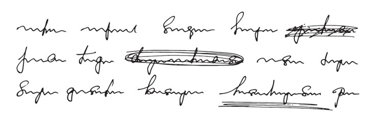 Vector unreadable handwriting. Cursive English text is written with a pen. Vintage grunge bad calligraphy script. hand-written paragraph backdrop