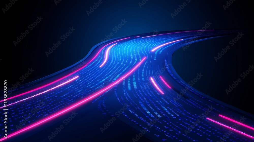 Aufkleber data of crypto waves. 3d illustration of wavy lines in the information code field. data flow cyber c
