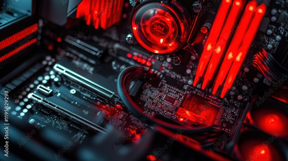 Aufkleber Illuminated Computer Components Displaying Internal Hardware
