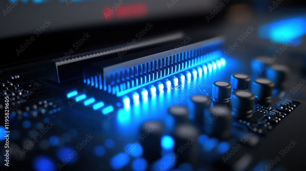 Poster illuminated circuit board shows technological advancement
