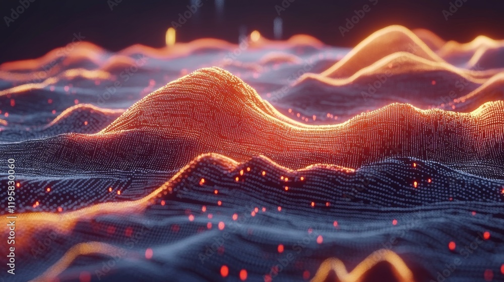 Poster a 3d illustration for business presentations featuring an abstract floating form with waves and flow