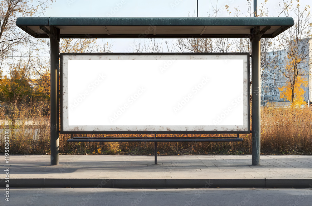 Poster background texture of a large outdoor billboard or advertisement display with a blank white mockup c