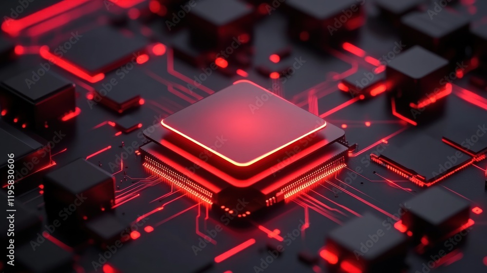 Poster Illuminated Central Processing Unit on Circuit Board