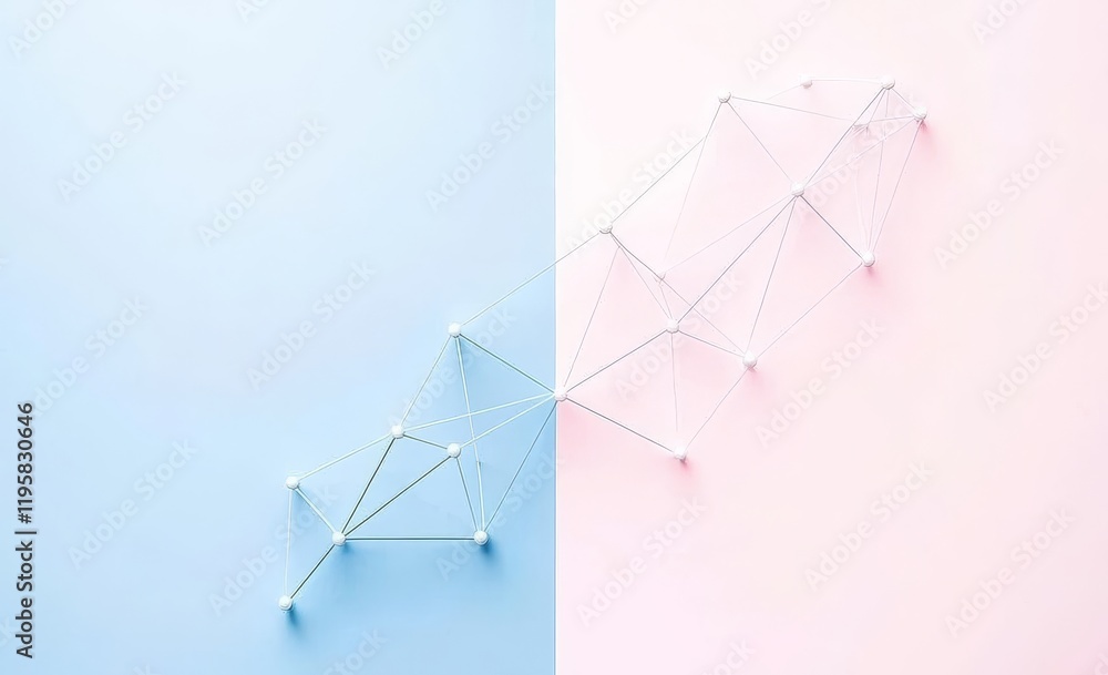 Poster the global neural network. future communication technology. big data idea. 3d polygonal mesh illustr