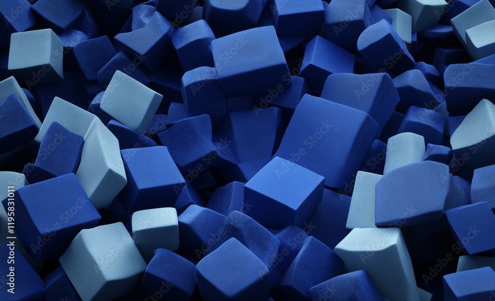 Poster the digital realm, where data blocks are stored innanostructures. an abstract 3d depiction of blockc