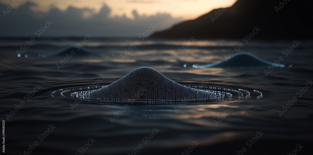 Aufkleber a 3d illustration showcasing big data and cybersecurity, coupled with neural networks and cloud tech