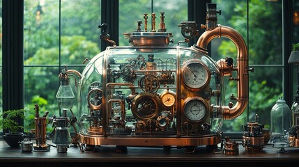  A highly detailed and intricate steampunk-inspired teapot