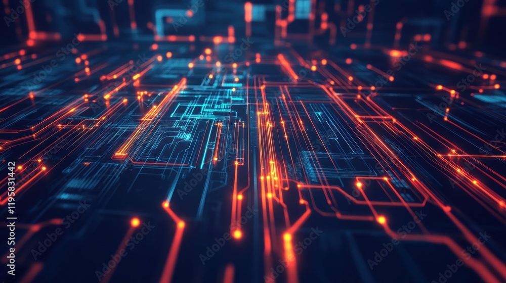 Poster Abstract Digital Circuit Board Network Data Flow