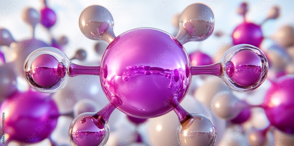 Poster a 3d rendering of a molecule. high-tech applied in genetic engineering. significant progress in mole