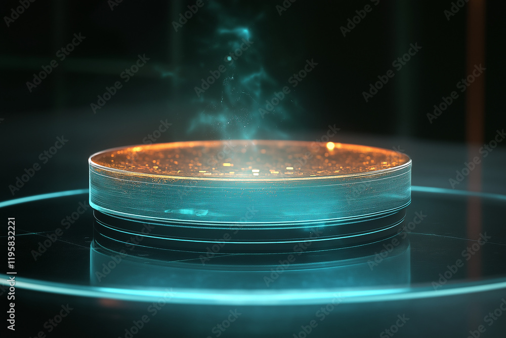 Poster futuristic glowing hologram interface: blank space for your text and design elements. perfect for