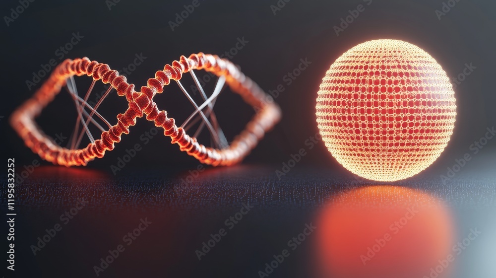 Poster molecule 3d illustration. computer simulation and laboratory experiments. decoding genome. virtual m